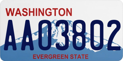 WA license plate AAO3802