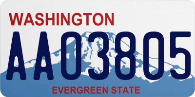 WA license plate AAO3805