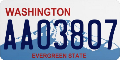WA license plate AAO3807