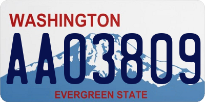 WA license plate AAO3809