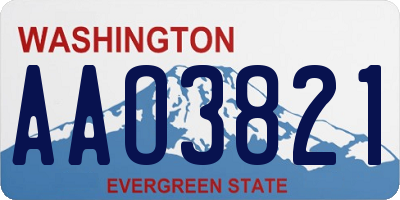 WA license plate AAO3821