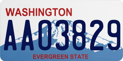 WA license plate AAO3829