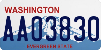 WA license plate AAO3830
