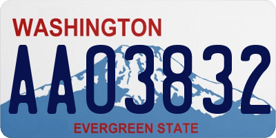 WA license plate AAO3832