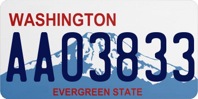 WA license plate AAO3833