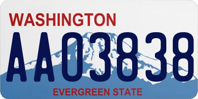 WA license plate AAO3838