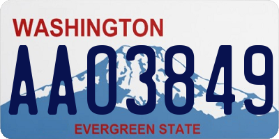 WA license plate AAO3849