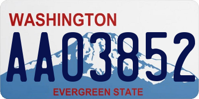 WA license plate AAO3852