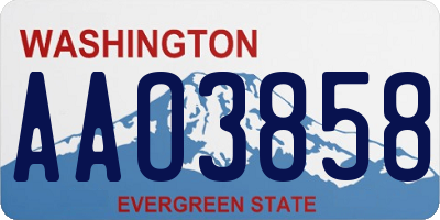 WA license plate AAO3858