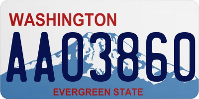 WA license plate AAO3860