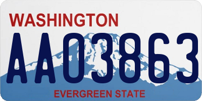 WA license plate AAO3863