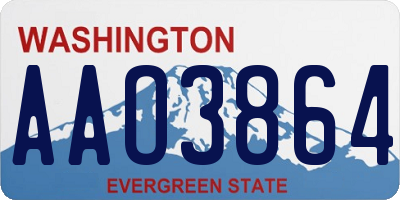 WA license plate AAO3864