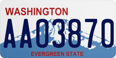 WA license plate AAO3870