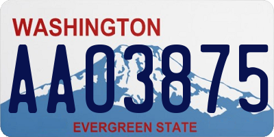 WA license plate AAO3875