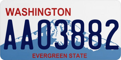 WA license plate AAO3882