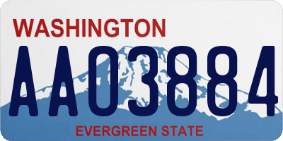 WA license plate AAO3884