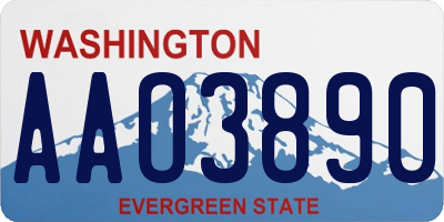 WA license plate AAO3890