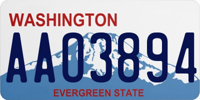 WA license plate AAO3894