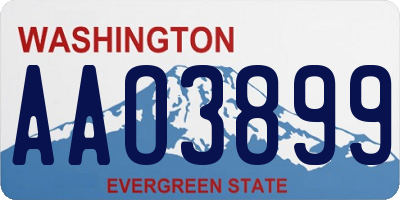 WA license plate AAO3899