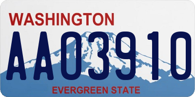 WA license plate AAO3910