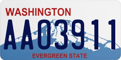 WA license plate AAO3911
