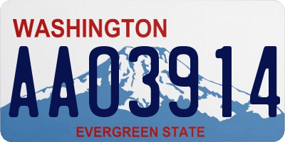 WA license plate AAO3914