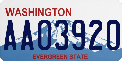 WA license plate AAO3920