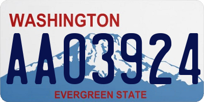 WA license plate AAO3924