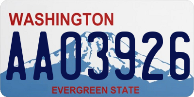 WA license plate AAO3926