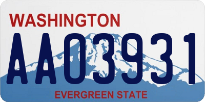 WA license plate AAO3931