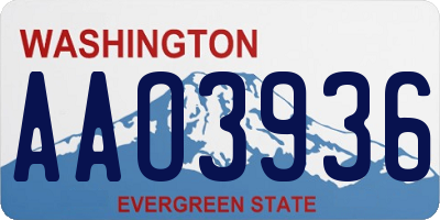 WA license plate AAO3936