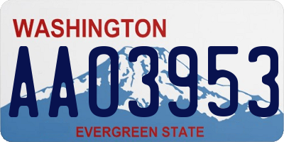 WA license plate AAO3953