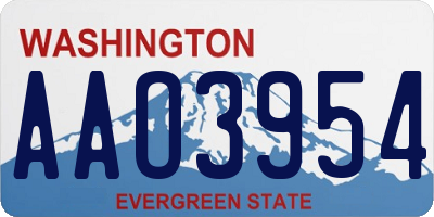 WA license plate AAO3954