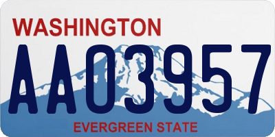 WA license plate AAO3957