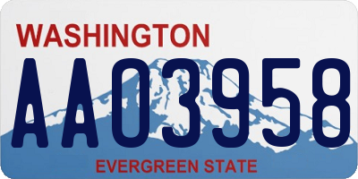 WA license plate AAO3958