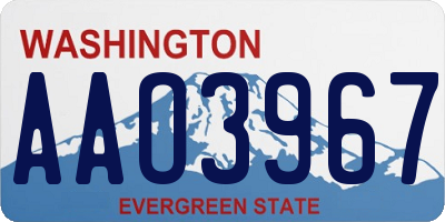 WA license plate AAO3967