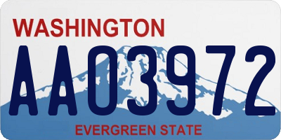 WA license plate AAO3972