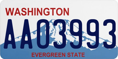 WA license plate AAO3993