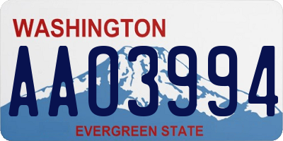 WA license plate AAO3994