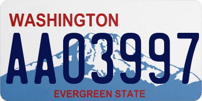 WA license plate AAO3997