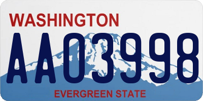WA license plate AAO3998