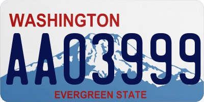 WA license plate AAO3999