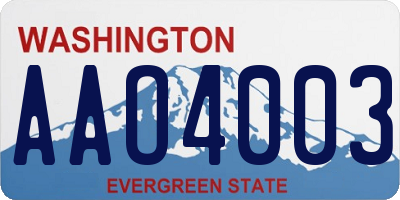 WA license plate AAO4003