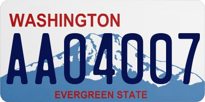 WA license plate AAO4007
