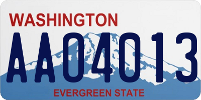 WA license plate AAO4013