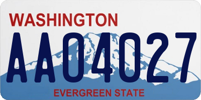 WA license plate AAO4027