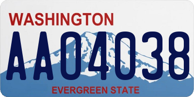 WA license plate AAO4038