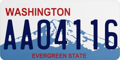 WA license plate AAO4116