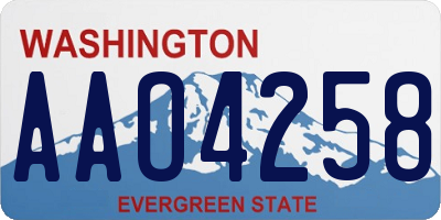 WA license plate AAO4258