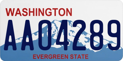 WA license plate AAO4289